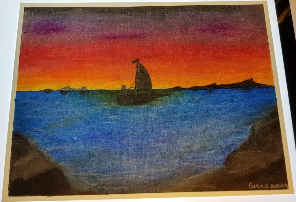 Voilier à l'aube - Septembre 2020 – Pastel (huile et sec) et graphite